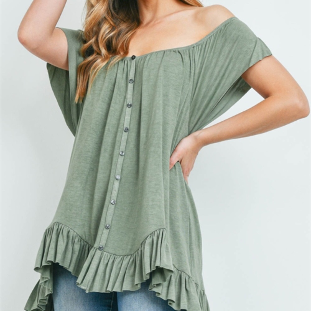 Olive off shoulder Boho style top